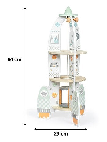 Razzo spaziale in legno con ascensore e accessori Mamabrum