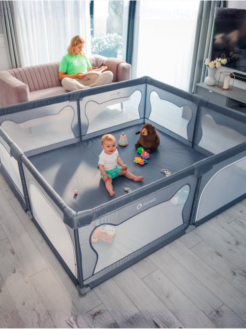 Recinto per bambini LIONELO Willow - Spazio extra large - Lati in rete - Griglia di sicurezza - Kiabi Recinto per bambini LIONELO Willow - Spazio extra large - Lati in rete - Griglia di sicurezza - Kiabi