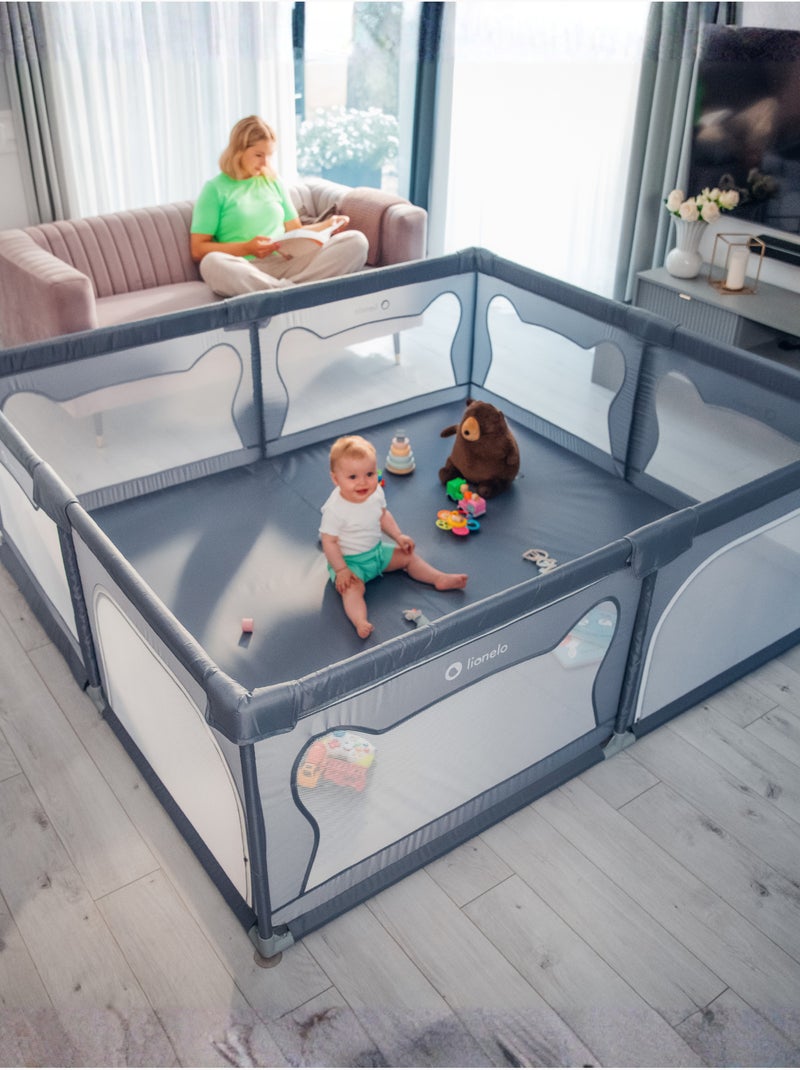 Recinto per bambini LIONELO Willow - Spazio extra large - Lati in rete - Griglia di sicurezza Beige - Kiabi