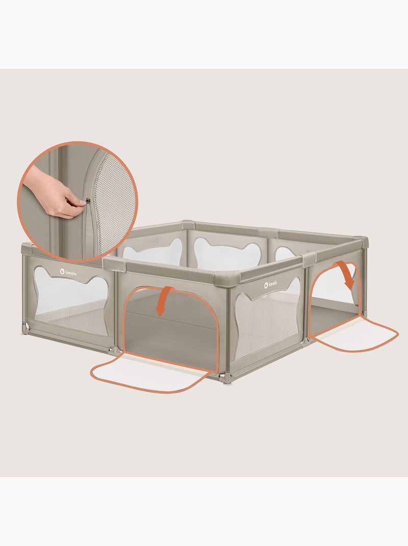Recinto per bambini LIONELO Willow - Spazio extra large - Lati in rete - Griglia di sicurezza Beige - Kiabi