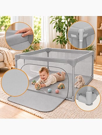 Recinto per bambini lionelo willow - spazio extra large - lati in rete - griglia di sicurezza