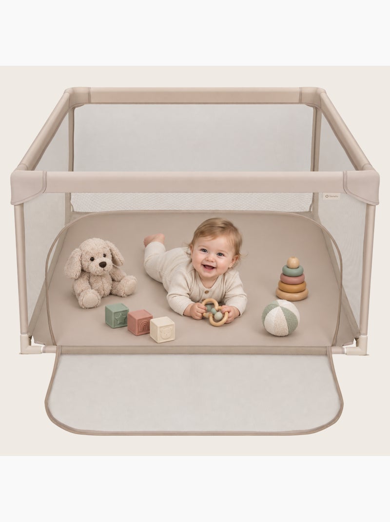 Recinto per bambini lionelo willow - spazio extra large - lati in rete - griglia di sicurezza Beige - Kiabi