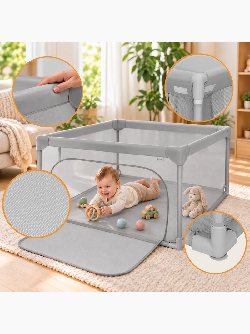 Recinto per bambini lionelo willow - spazio extra large - lati in rete - griglia di sicurezza Beige - Kiabi
