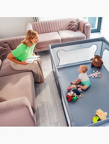 Recinto per bambini LIONELO Willow - Spazio extra large - Lati in rete - Griglia di sicurezza