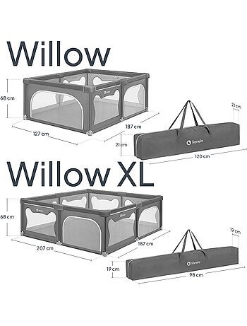 Recinto per bambini LIONELO Willow - Spazio extra large - Lati in rete - Griglia di sicurezza