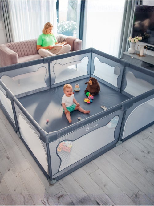 Recinto per bambini LIONELO Willow - Spazio extra large - Lati in rete - Griglia di sicurezza - Kiabi Recinto per bambini LIONELO Willow - Spazio extra large - Lati in rete - Griglia di sicurezza - Kiabi