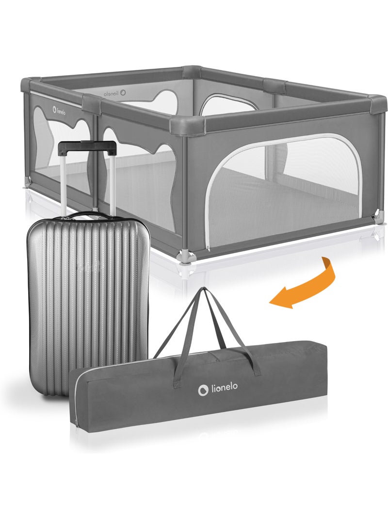 Recinto per bambini LIONELO Willow - Spazio extra large - Lati in rete - Griglia di sicurezza Grigio antracite - Kiabi