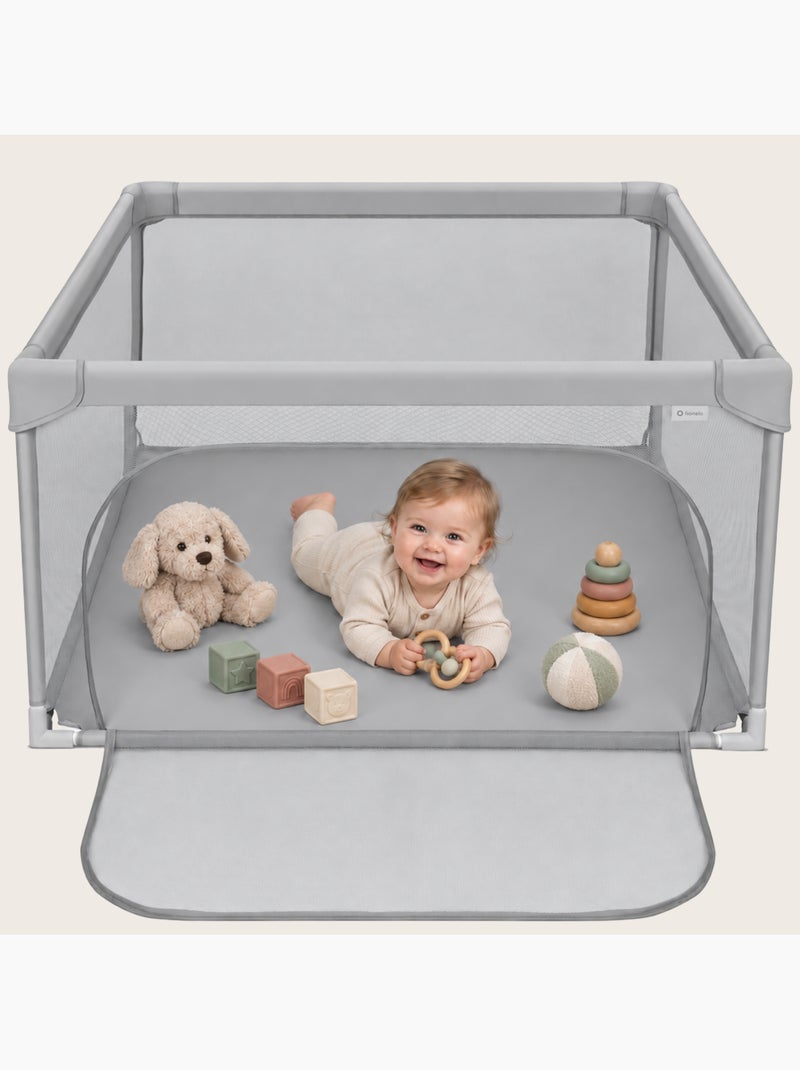 Recinto per bambini lionelo willow - spazio extra large - lati in rete - griglia di sicurezza Grigio - Kiabi