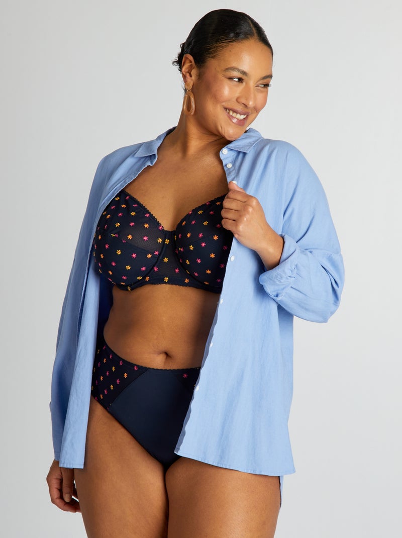 Reggiseno a balconcino avvolgente a fiori blu - Kiabi
