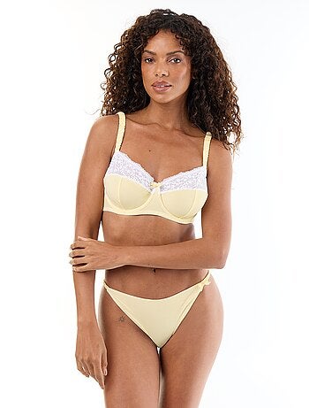 Reggiseno a balconcino avvolgente a righe con pizzo