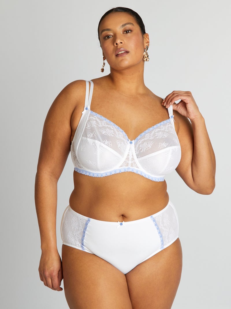 Reggiseno a balconcino avvolgente in pizzo bianco - Kiabi