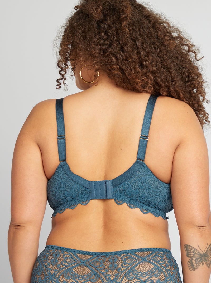 Reggiseno a balconcino avvolgente in pizzo blu - Kiabi