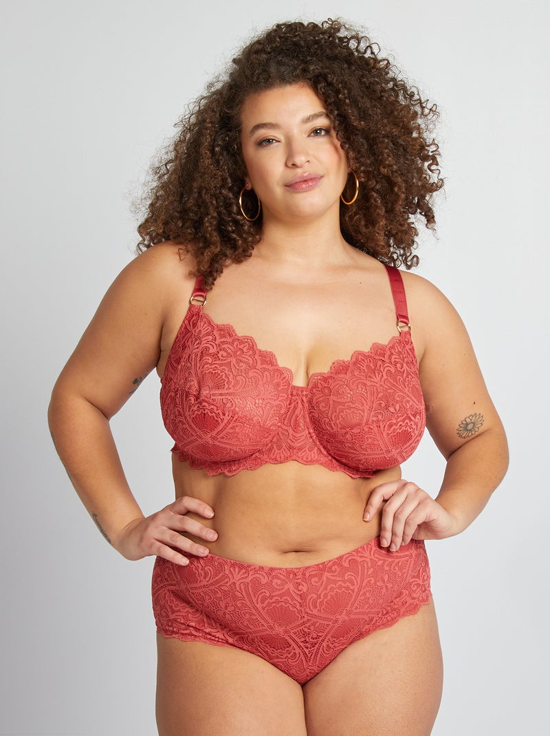 Reggiseno a balconcino avvolgente in pizzo ROSA - Kiabi