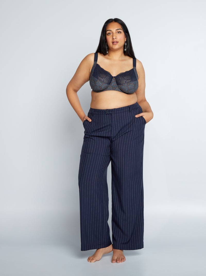 Reggiseno a balconcino bimateriale BLU - Kiabi