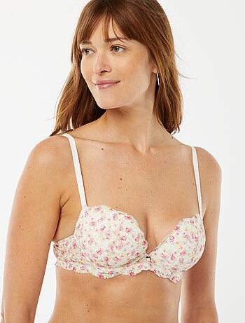 Reggiseno a balconcino con scollatura profonda e stampa floreale