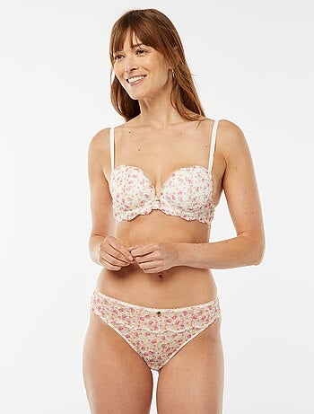 Reggiseno a balconcino con scollatura profonda e stampa floreale