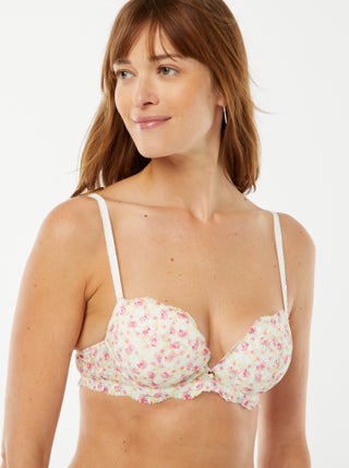 Reggiseno a balconcino con scollatura profonda e stampa floreale