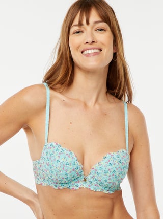 Reggiseno a balconcino con scollatura profonda e stampa floreale