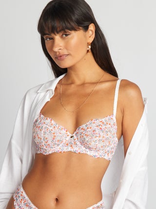 Reggiseno a balconcino con stampa floreale