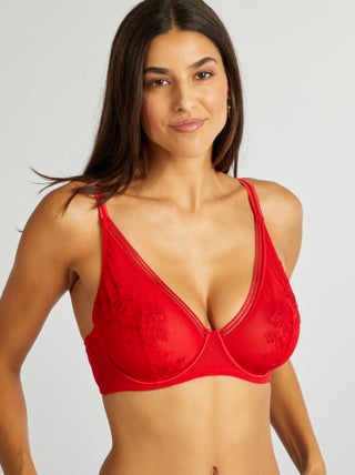 Reggiseno a balconcino in mesh ricamato