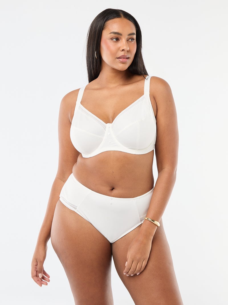 Reggiseno a balconcino in microfibra a coste Bianco - Kiabi