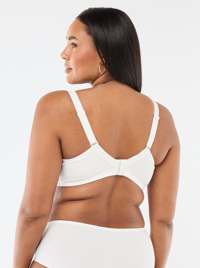 Reggiseno a balconcino in microfibra a coste Bianco - Kiabi