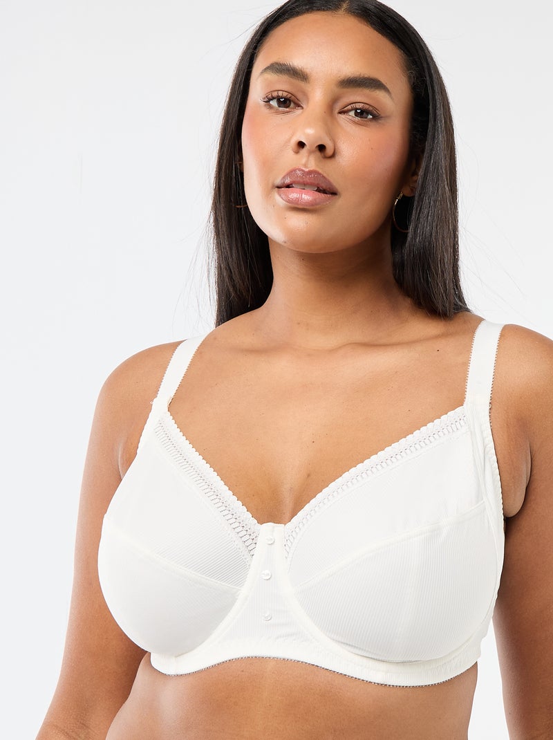 Reggiseno a balconcino in microfibra a coste Bianco - Kiabi