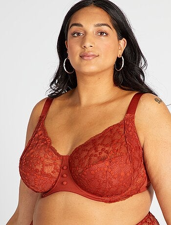 Reggiseno in pizzo con spalline olimpioniche - ROSSO - Kiabi - 15.00€