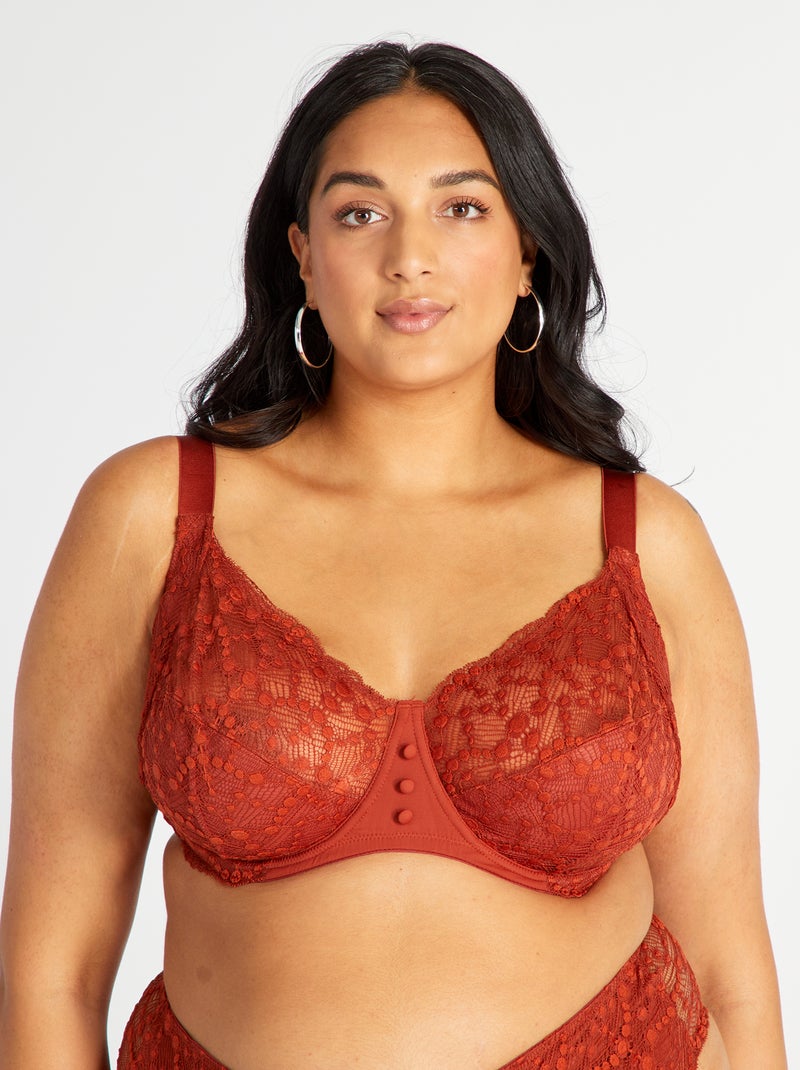 Reggiseno a balconcino in pizzo ARANCIONE - Kiabi