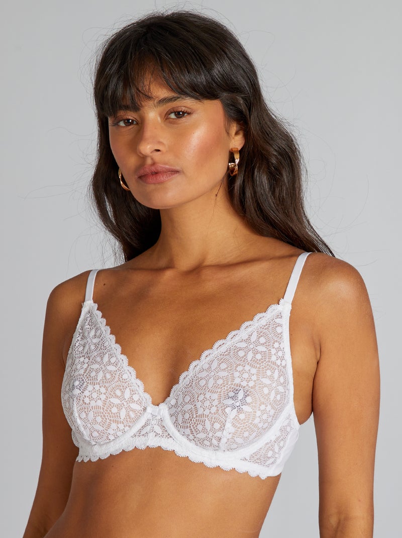 Reggiseno a balconcino in pizzo BIANCO - Kiabi