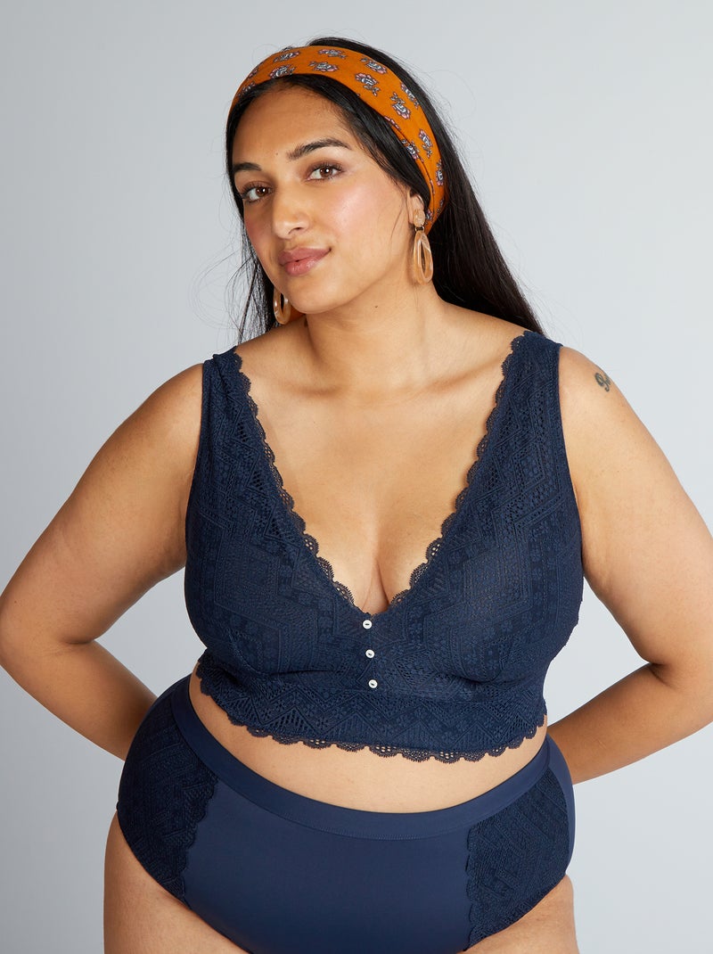 Reggiseno a balconcino in pizzo blu - Kiabi