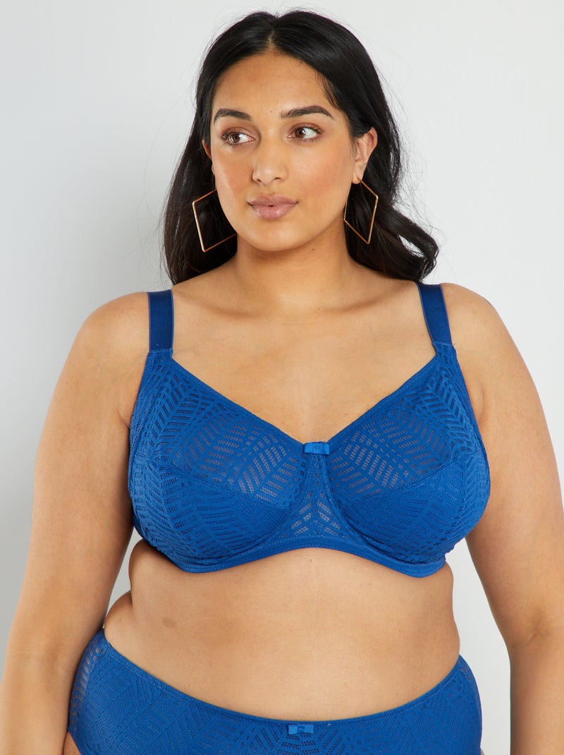 Reggiseno a balconcino in pizzo blu - Kiabi
