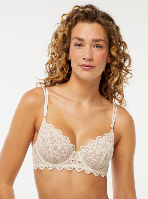 Reggiseno a balconcino in pizzo con gioiello fantasia - Kiabi