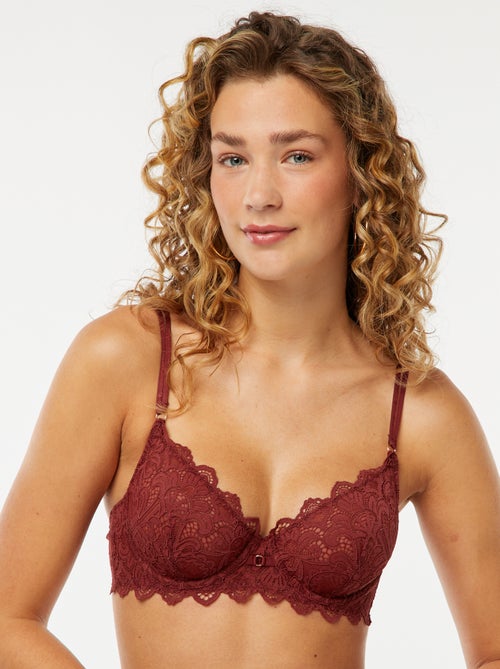 Reggiseno a balconcino in pizzo con gioiello fantasia - Kiabi