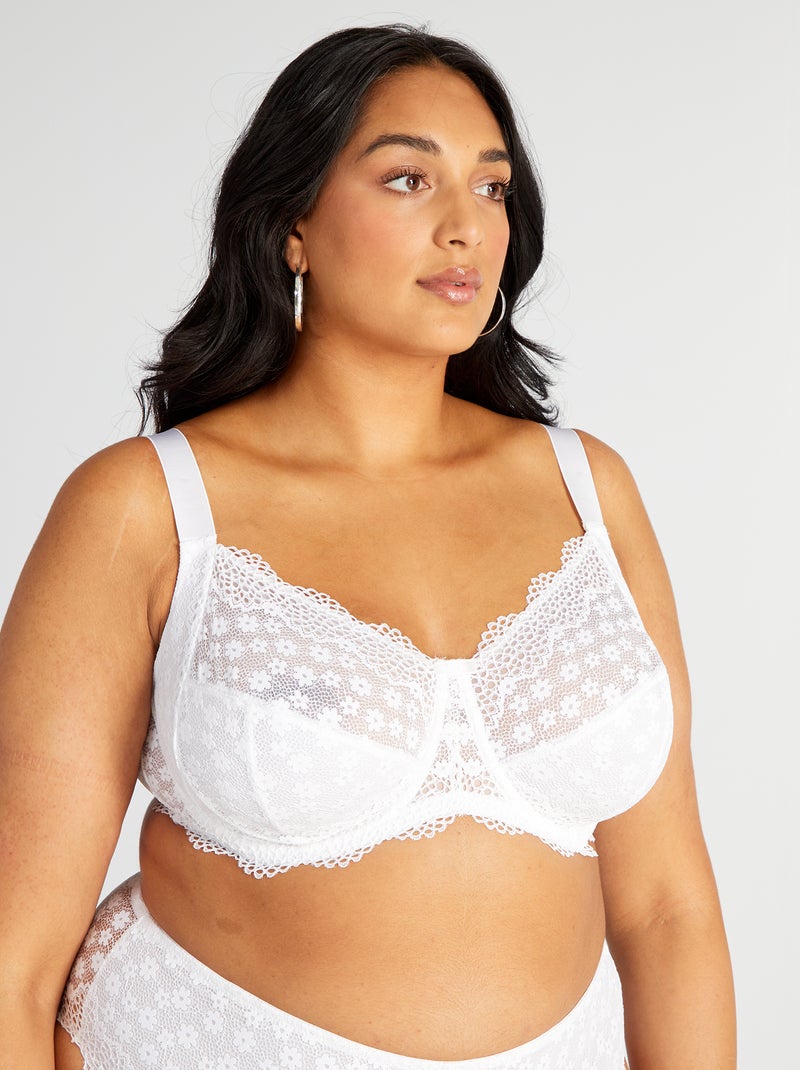 Reggiseno a balconcino in pizzo fiorito bianco - Kiabi