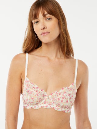 Reggiseno a balconcino in pizzo fiorito