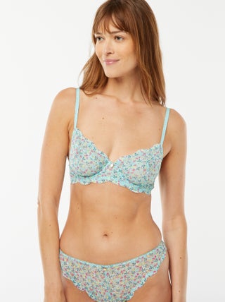 Reggiseno a balconcino in pizzo fiorito