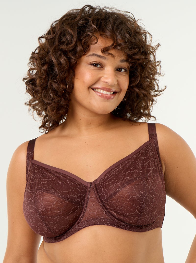 Reggiseno a balconcino in pizzo Marrone - Kiabi