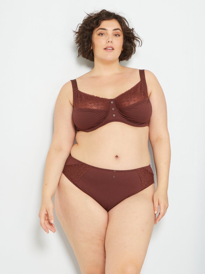Reggiseno a balconcino in pizzo MARRONE - Kiabi