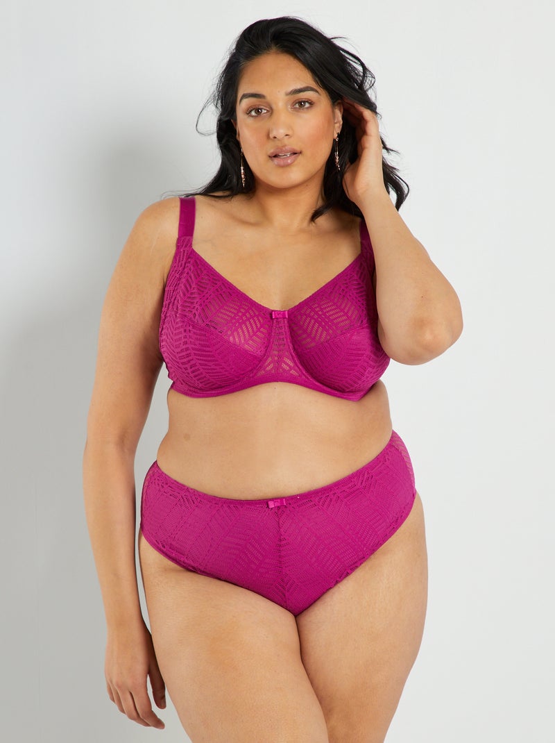 Reggiseno a balconcino in pizzo rosa - Kiabi
