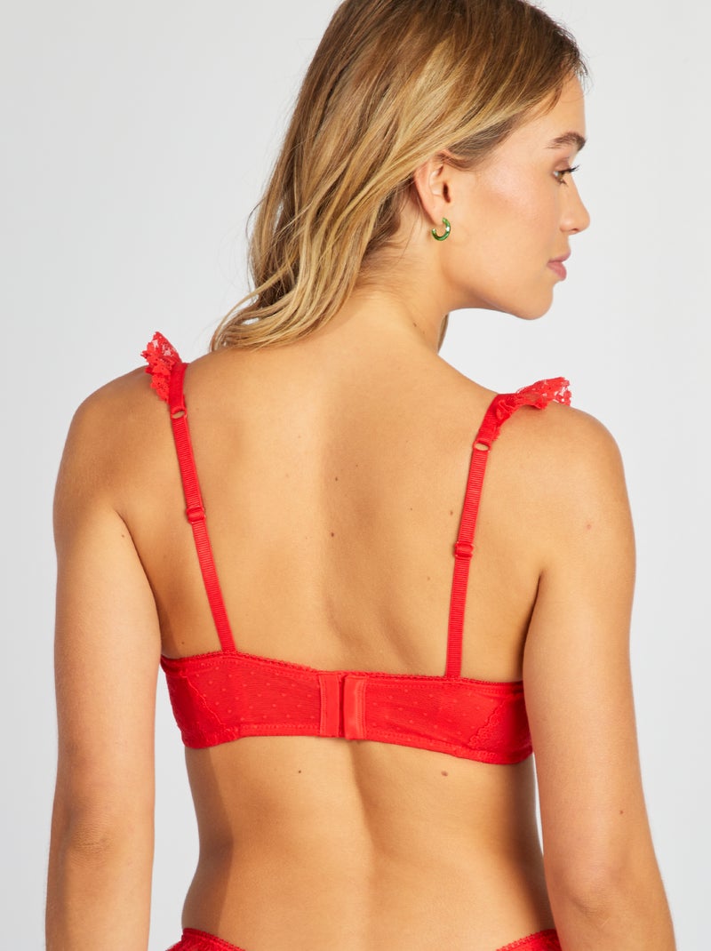 Reggiseno a balconcino in pizzo ROSSO - Kiabi