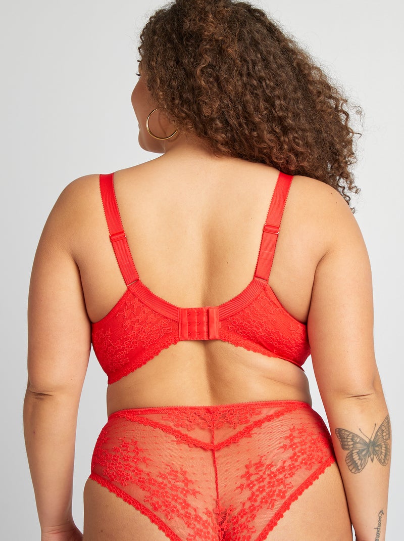 Reggiseno a balconcino in pizzo ROSSO - Kiabi