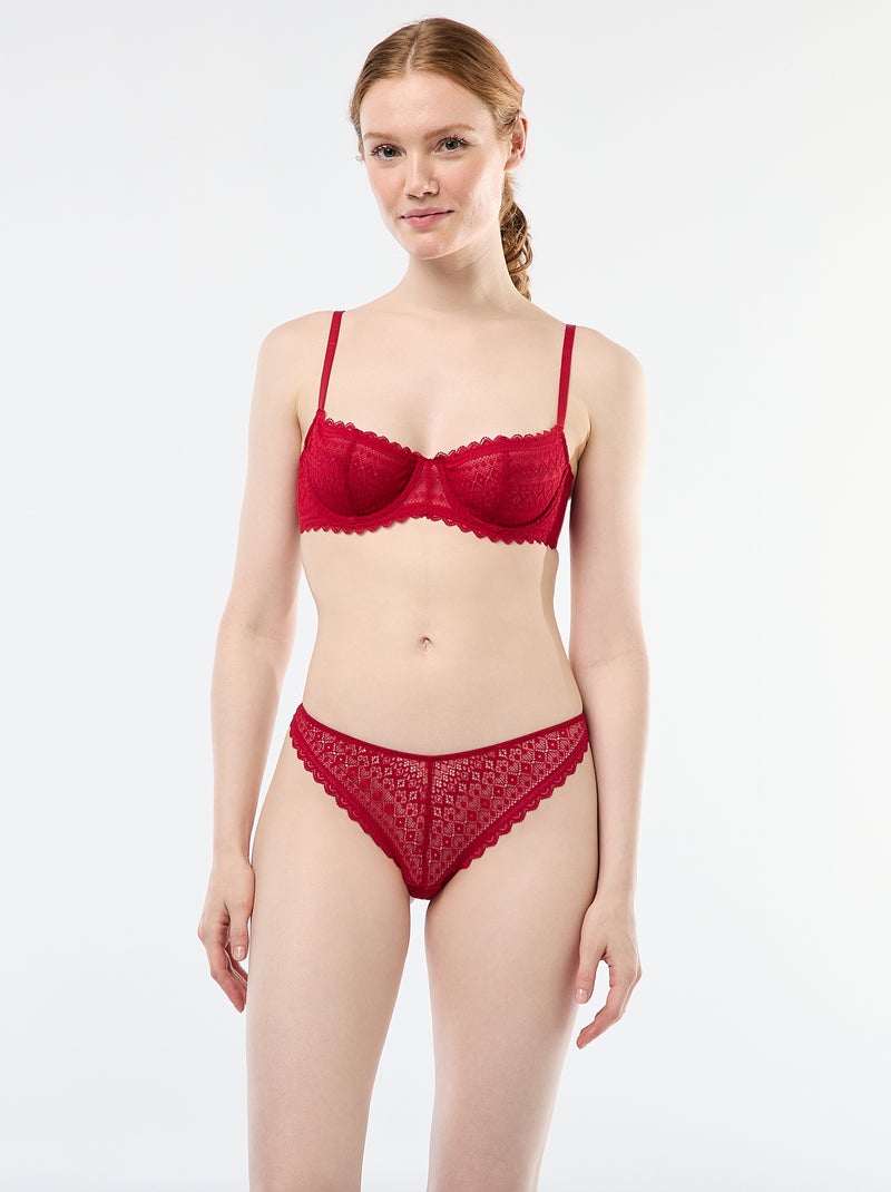 Reggiseno a balconcino in pizzo Rosso - Kiabi