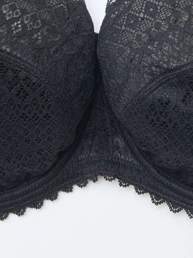 Reggiseno a balconcino in pizzo traforato Nero - Kiabi