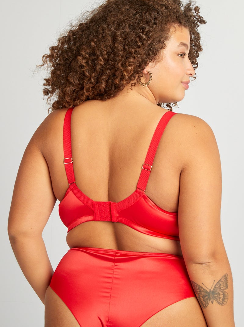 Reggiseno a balconcino in tulle ricamato ROSSO - Kiabi