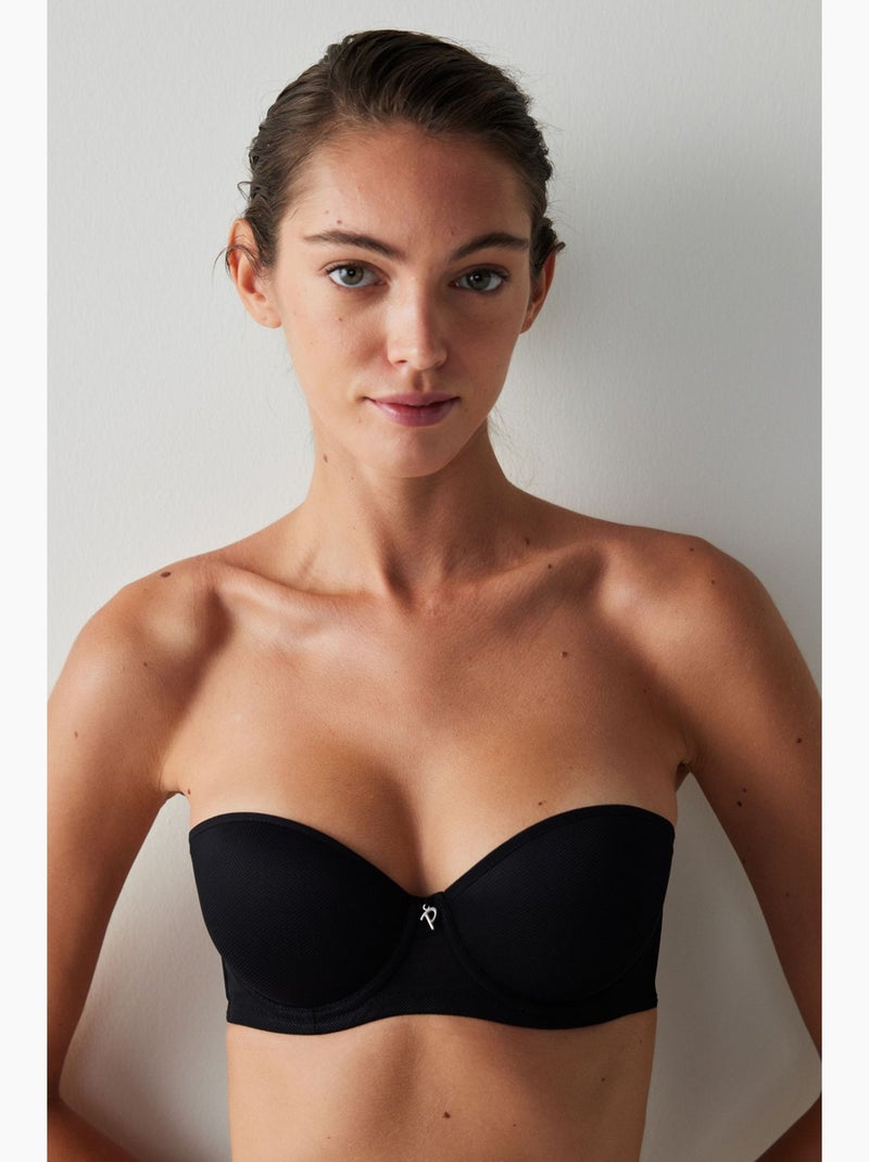 Reggiseno a maglia con ferretto e spalline rimovibili penti Nero - Kiabi