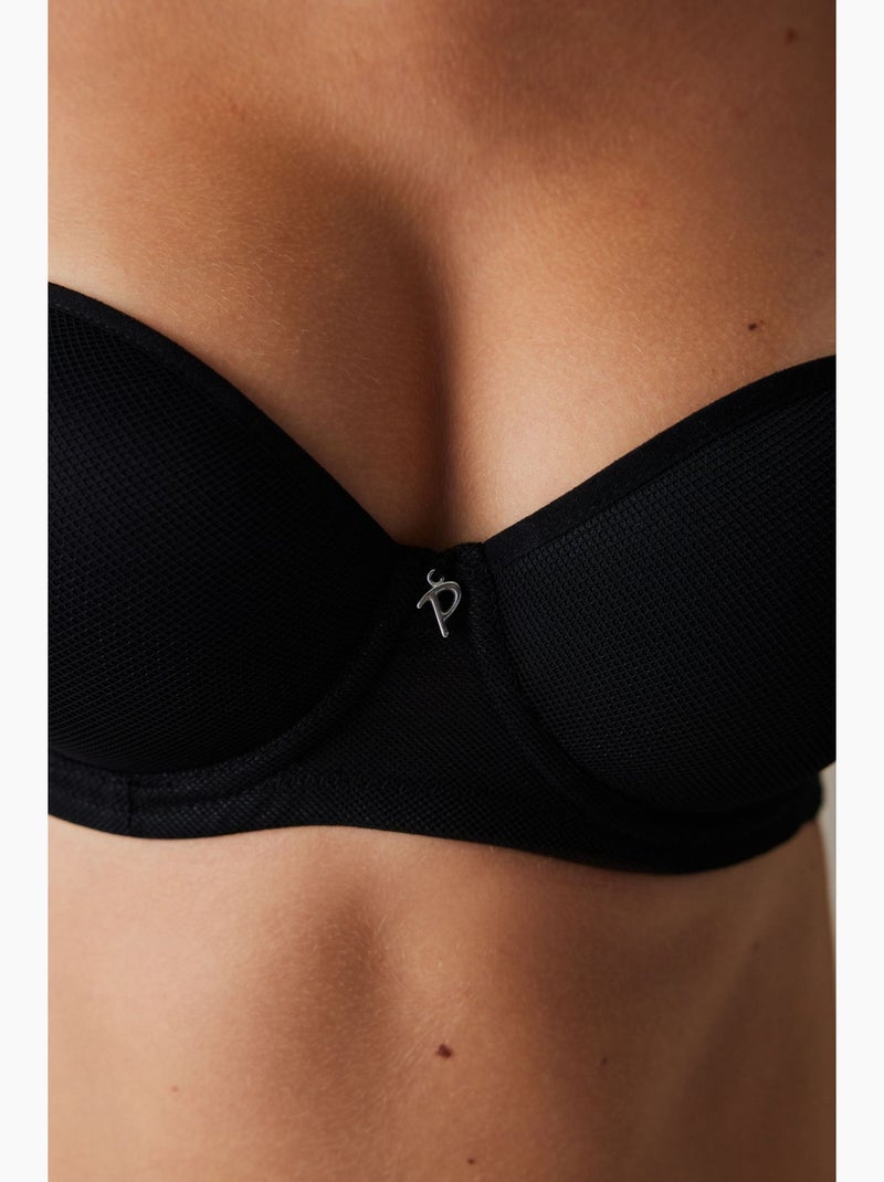 Reggiseno a maglia con ferretto e spalline rimovibili penti Nero - Kiabi