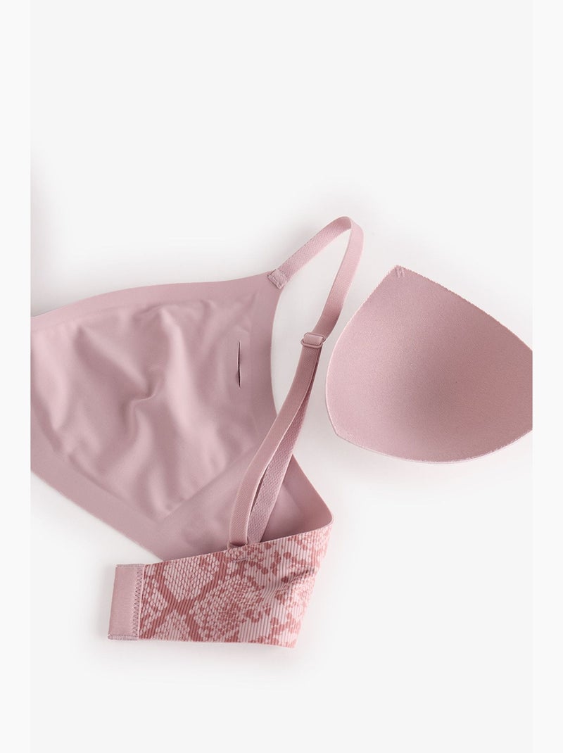Reggiseno a triangolo effetto tatuaggio con stampa serpente, coppe rimovibili penti Rosa antico - Kiabi