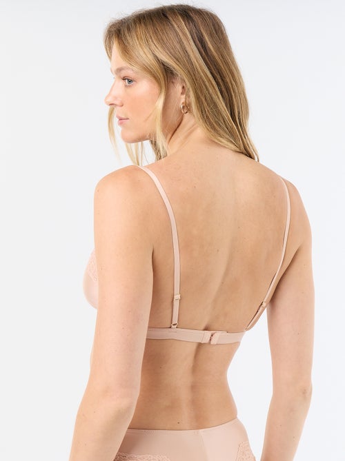 Reggiseno a triangolo in microfibra satinata e pizzo - Kiabi Reggiseno a triangolo in microfibra satinata e pizzo - Kiabi