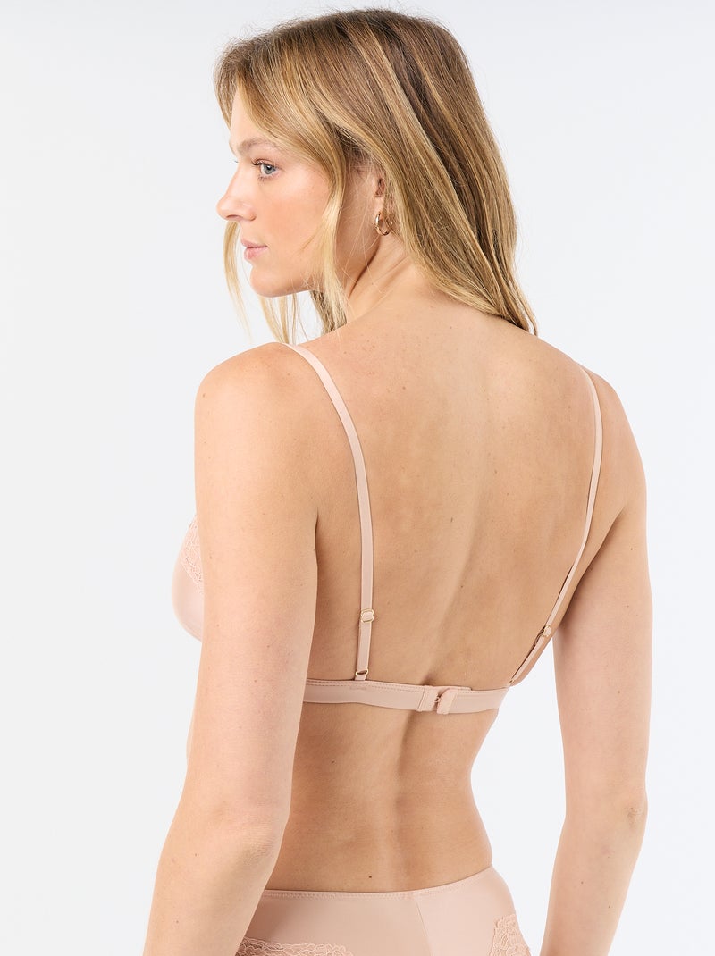 Reggiseno a triangolo in microfibra satinata e pizzo Rosa - Kiabi